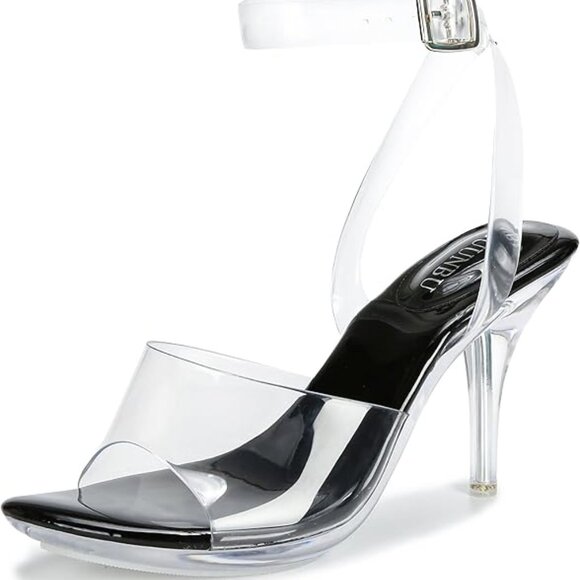 Clear Heels For Women Transparent Strappy Platform Sandals Ankle - Picture 4 of 4